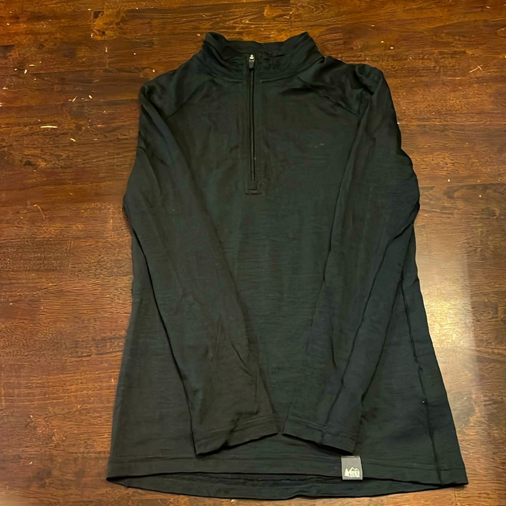 REI 100%merino wool 1/2 zip. Dark gray. Youth XS.